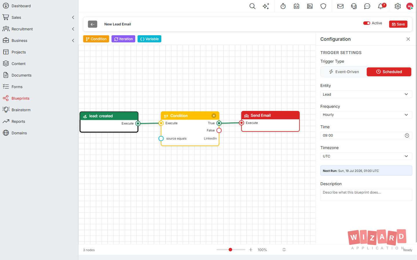 Wizard Application blueprint screenshot