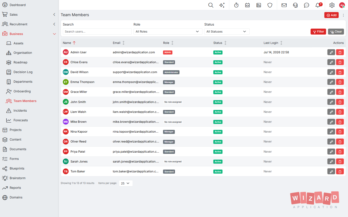 Wizard Application HR software screenshot