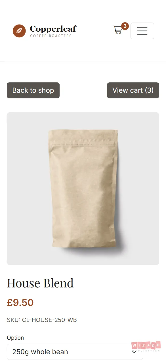 A product page on a mobile phone